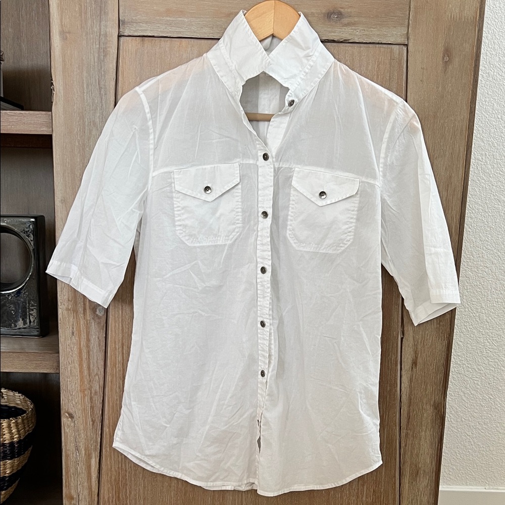 7 For All Mankind White Casual Button Down Shirt
